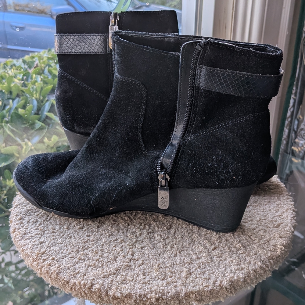 Anne Klein Sport Black Suede Ankle Booties